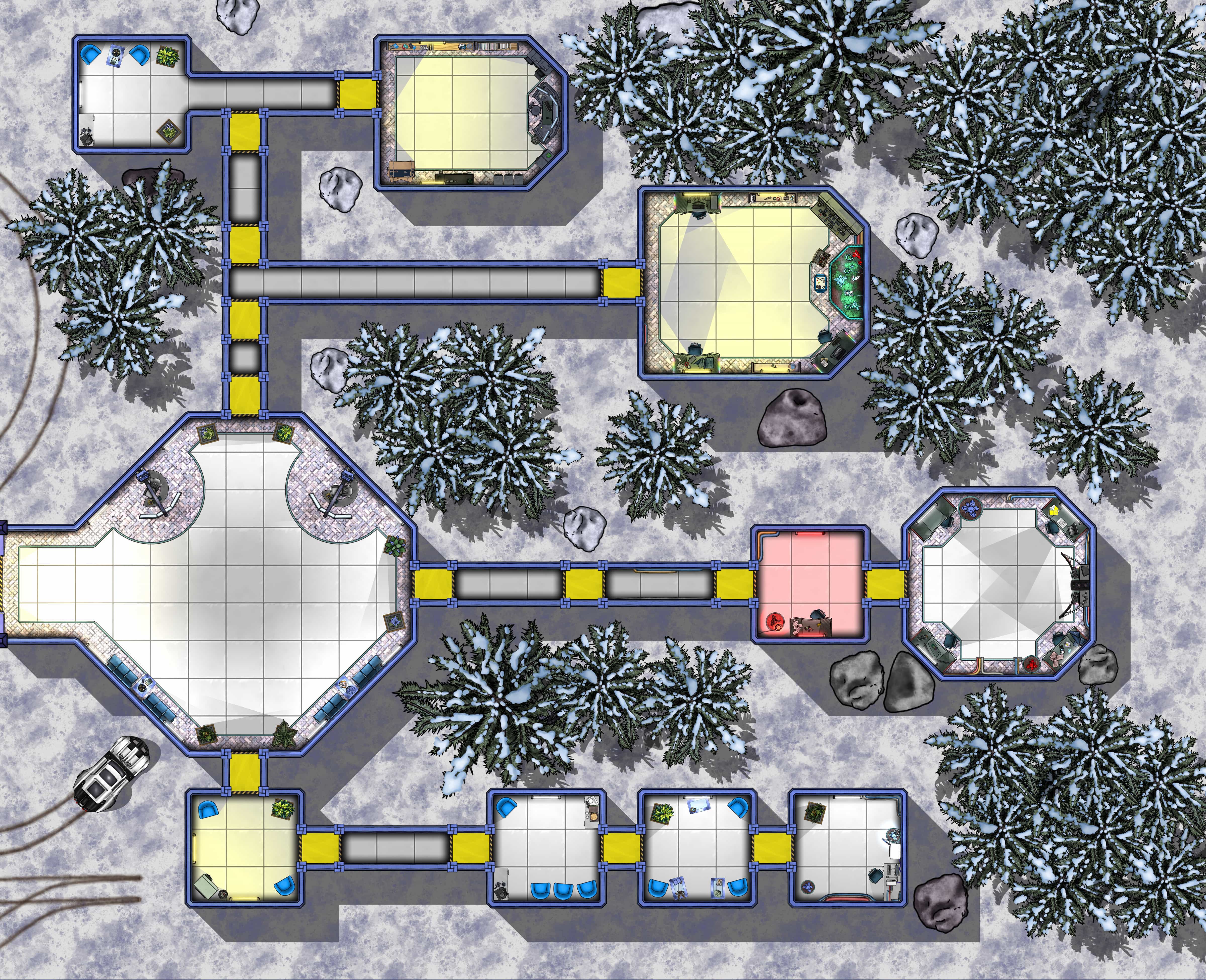 Caravel Games Time Fenix - Sci-fi facility maps for solo tabletop RPG board game